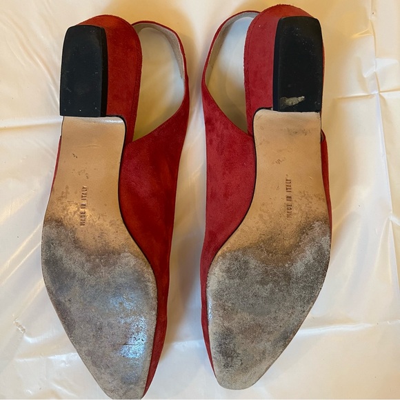 Salvatore Ferragamo size 9AA almond toe red suede slingback flats - Picture 3 of 6